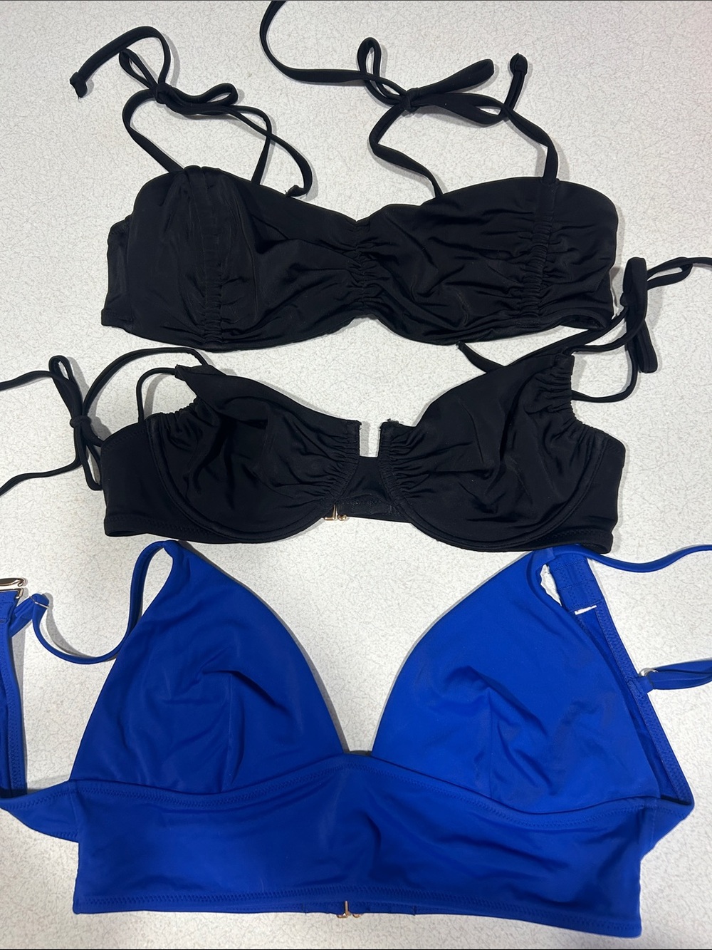 Victoria's Secret Black and Blue Bikini Tops